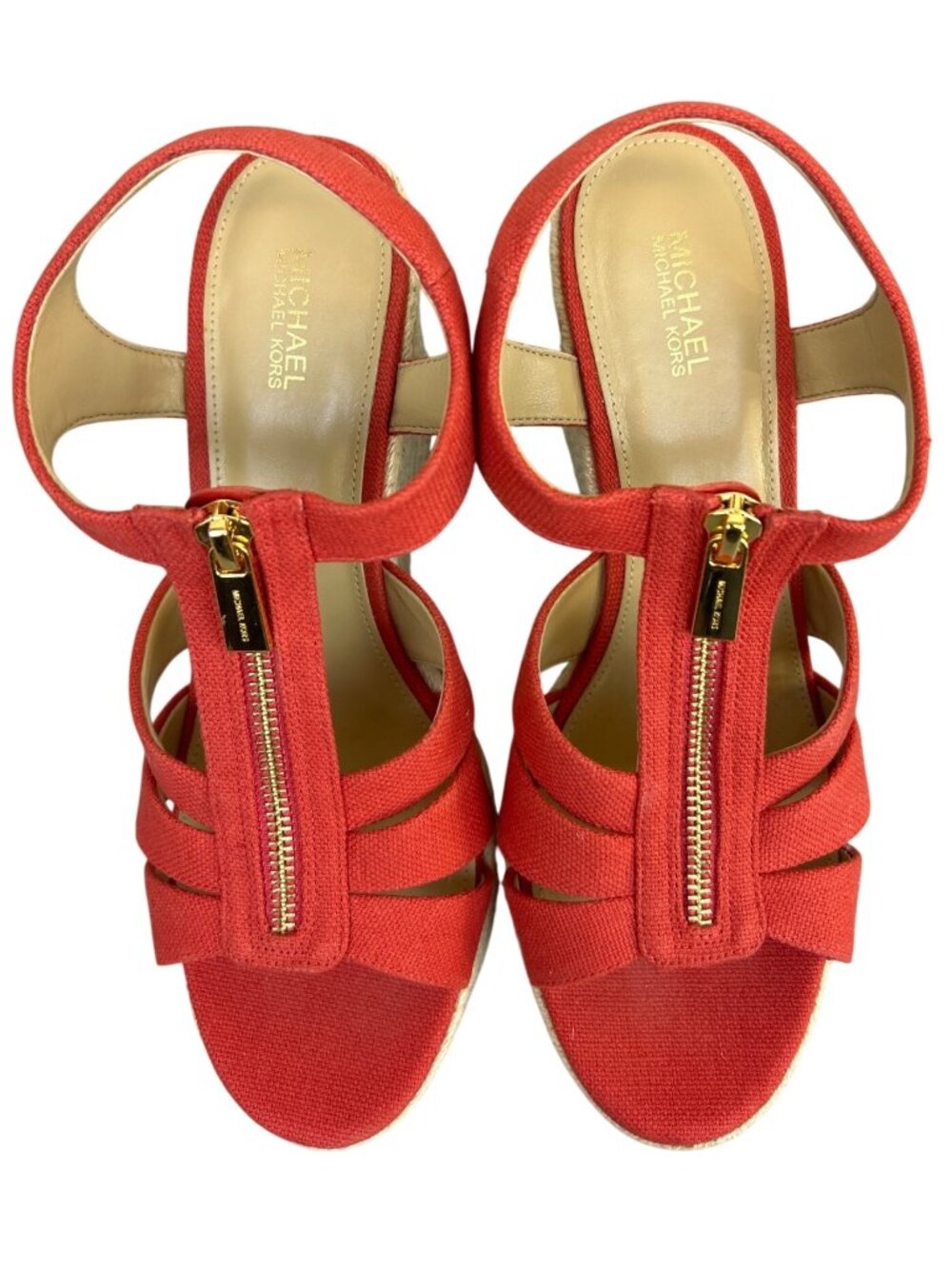 NWOT Michael Kors  Sz 8.5 Berkley Espadrille Wedge Sandals Front Zip - Picture 4 of 11